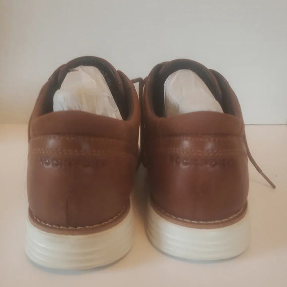 Rockport Brown Upper Leather Mens Cognac Plain Toe Shoes US 8.5. - Picture 7 of 10